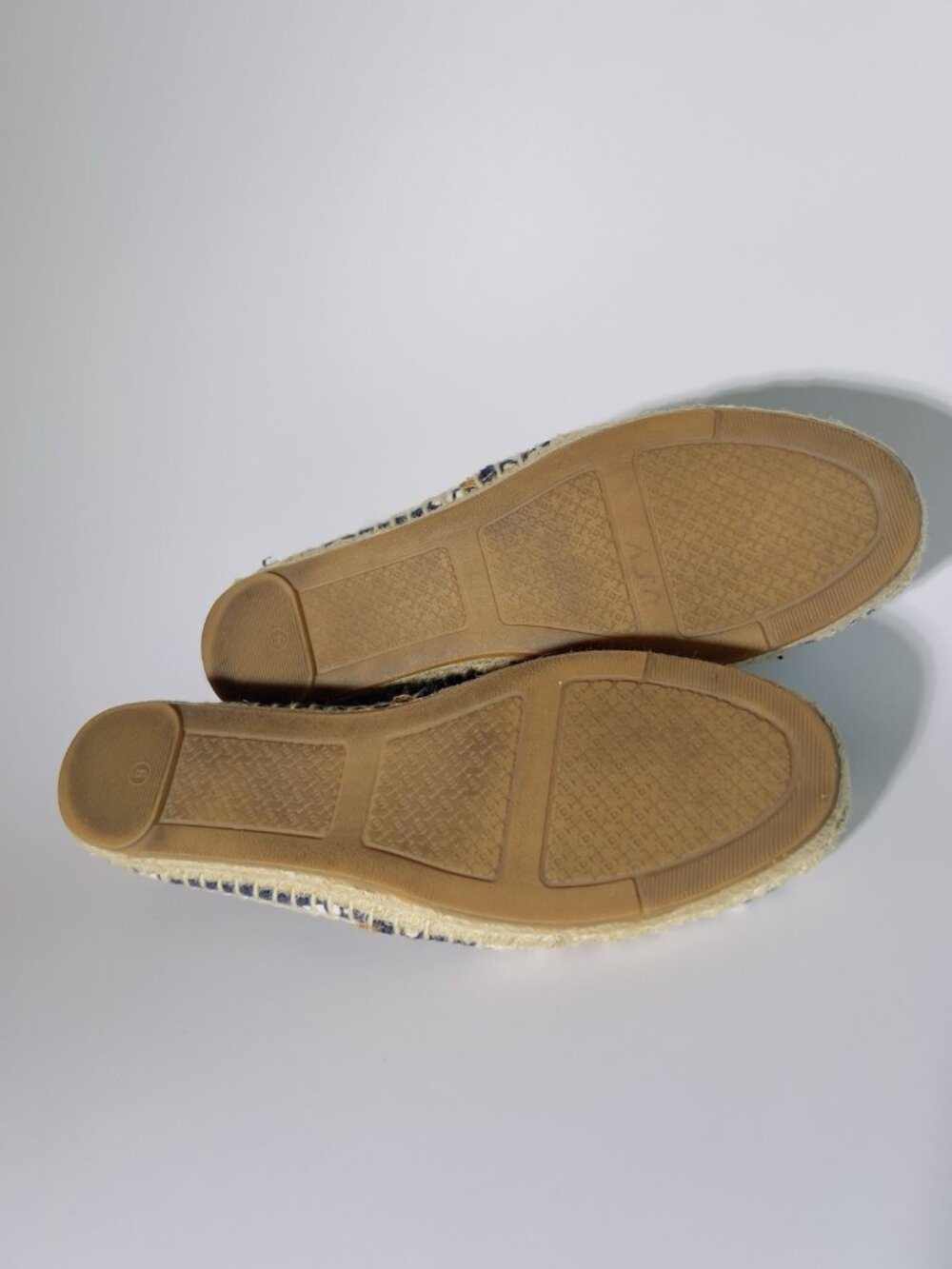 Tory Burch Ines Espadrille Flats Blue Canvas Logo Size 6 No Box - Picture 8 of 12